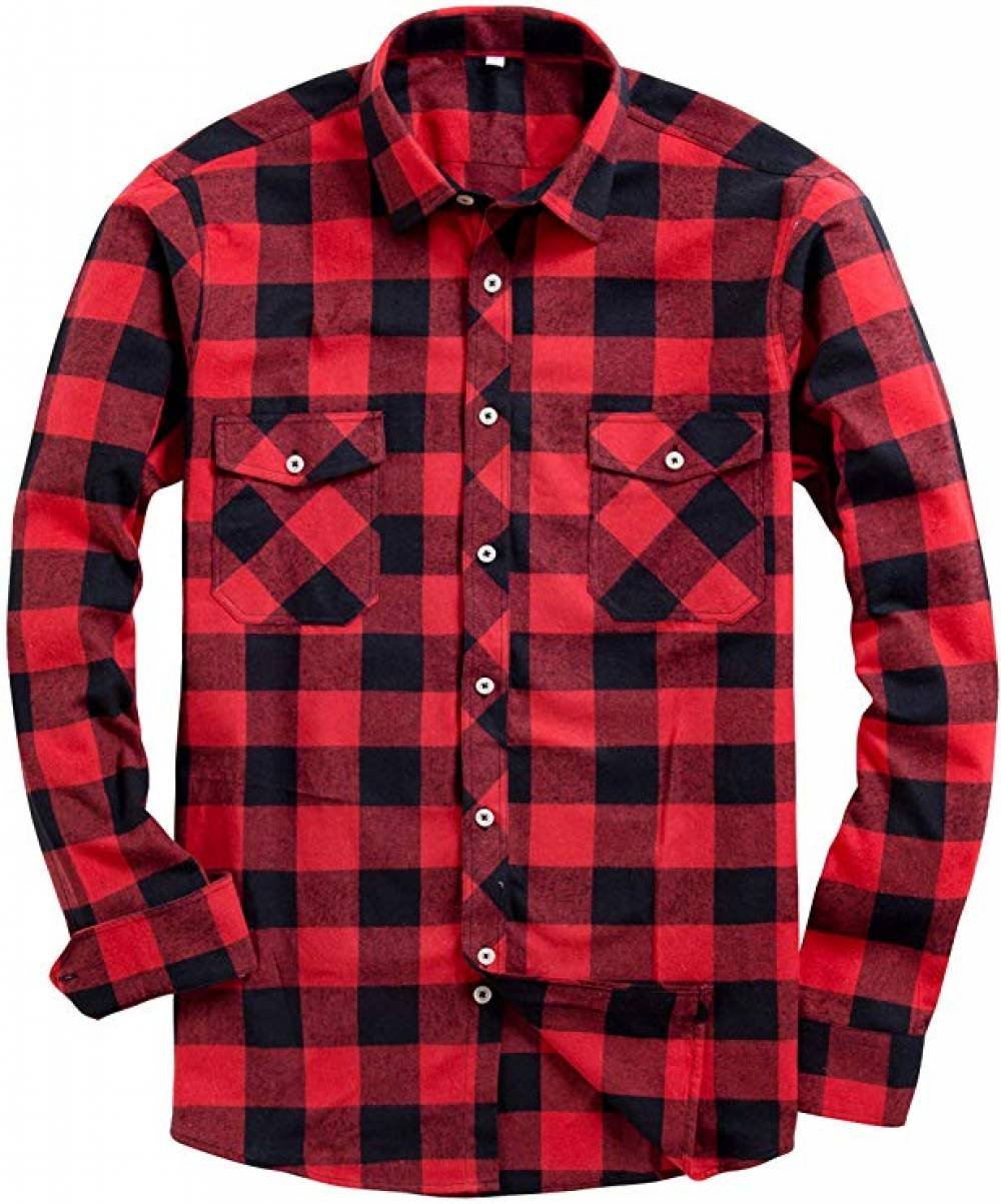 Men's Casual Fit Flannel Plaid Shirts with Long Sleeve Comfort